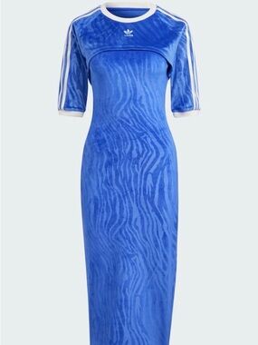 Limited Edition Adidas Velour Versatile Midi Dress Velvet Blue - Size L